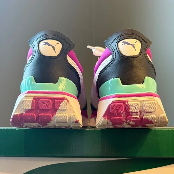 LIKE NEW Puma Women’s Colorblock Platform Sneakers - Purple/Pink/Teal/Coral - Picture 9 of 12